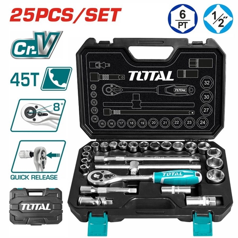 Bộ Đầu Tuýp 1/2 Inch 25 Chi Tiết Total