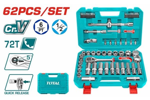 Bộ 62 Cần Và Đầu Tuýp 1/2 Inch Total THT121602