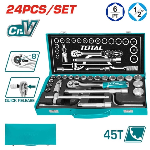 Bộ Đầu Tuýp 1/2 Inch 24 Chi Tiết Total