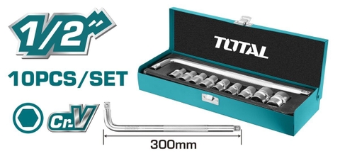 Bộ Đầu Tuýp Và Cần Lục Giác 1/2 Inch 10 Chi Tiết Total