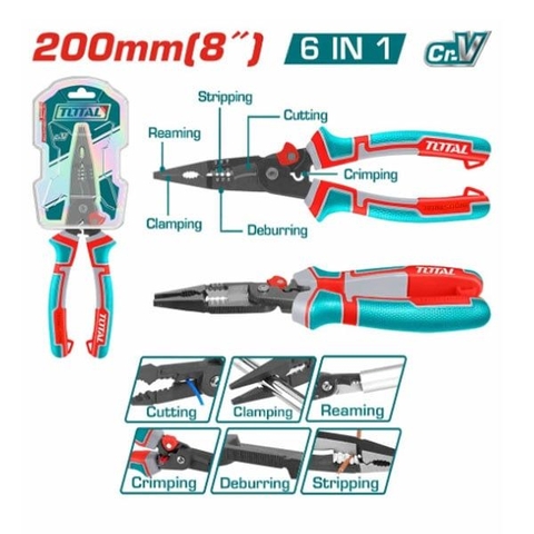 Kìm Mũi Nhọn Mỏ Dài Đa Chức Năng 6 Trong 1 8 Inch/200mm Total