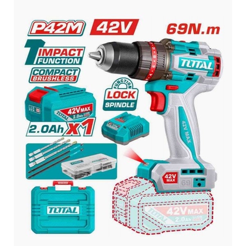 Máy Khoan Búa Dùng Pin 42v-69n.m Total