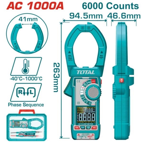 Đồng Hồ Ampe Kìm Ac 1000A Kỹ Thuật Số Total TMT7610001