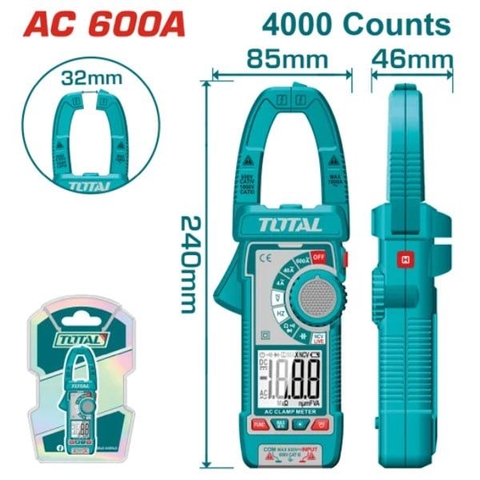 Đồng Hồ Ampe Kìm Ac 600A Kỹ Thuật Số Total TMT766001