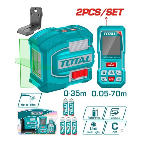 Bộ Combo 2 Máy Đo Khoảng Cách Và Máy Cân Mực Laser Xanh Total TOSLL0401