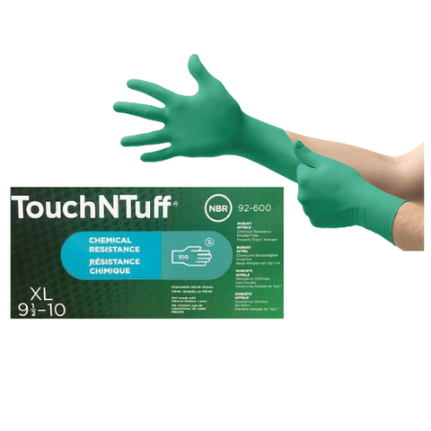 Găng tay Ansell Chống Hoá Chất Dùng 1 Lần TouchNTuff 92 600, Cỡ 2XL, Dài 24cm, 50 Đôi / Hộp, 10 Hộp / Thùng
