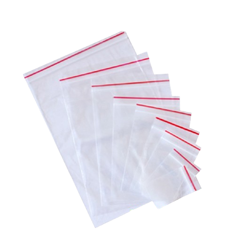 Túi Zip Chỉ Đỏ, Dày 7 Mic, Kích Thước 4x6-35x48cm, 32-1750 Túi/Kg, 25Kg/Bao