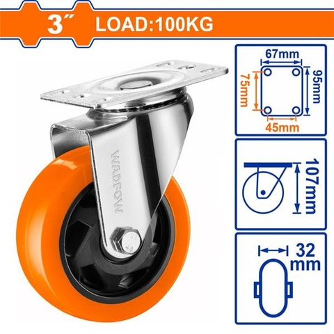 Bánh Xe Xoay Bằng Nhựa Pu 3 Inch WADFOW