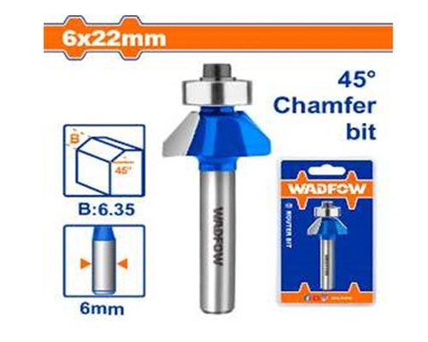 Mũi Phay Gỗ Vát 45 Độ 6x6x22mm WADFOW