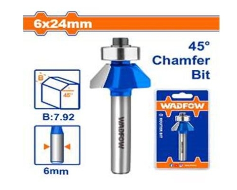 Mũi Phay Gỗ Vát 45 Độ 6x6x24mm WADFOW