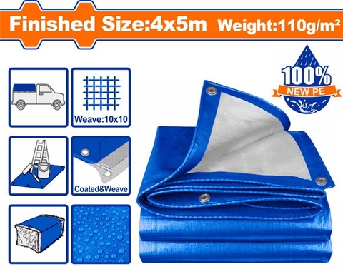 Tấm Bạt Nhựa PE, Màu Xanh Bạc, 4x5m WADFOW