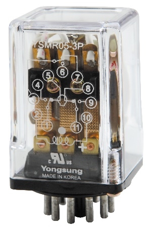 Rơ Le Trung Gian Điều Khiển Có Đèn LED YongSung YS MR05-3P-DSL, 5A 11P, DC12 ~ 125V