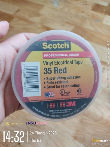 Băng Keo Điện Vinyl 3M™ Scotch® 35, Đỏ