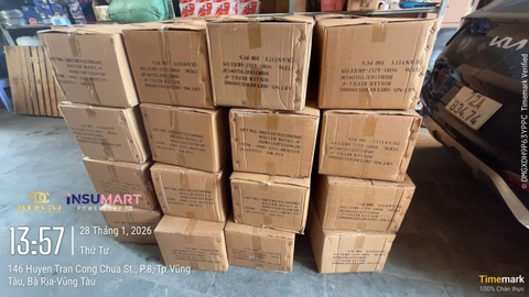 4" Bông Lăn Sơn Orex 001-SPR-6212-4R, Trắng Sọc Vàng, 10 Cái / Hộp