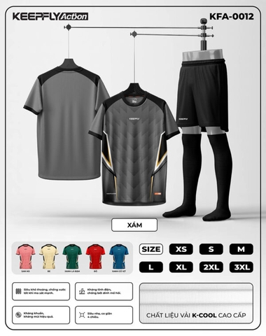Bộ áo bóng đá KFA-0012 Xám