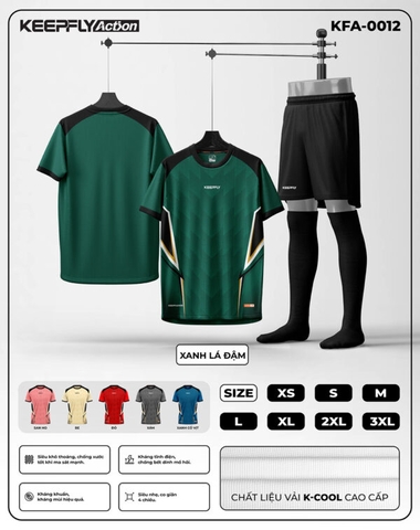 Bộ áo bóng đá KFA-0012 Xanh Lá Đậm