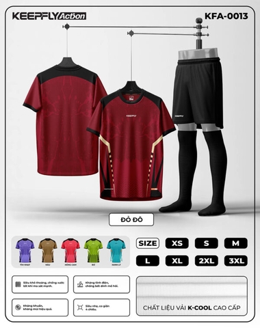 Bộ áo bóng đá KFA-0013 Đỏ Đô