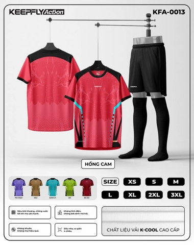Bộ áo bóng đá KFA-0013 Hồng Cam