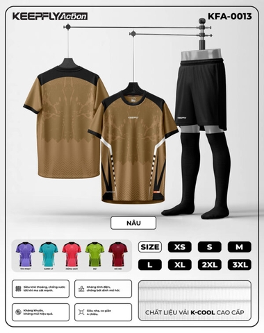 Bộ áo bóng đá KFA-0013 Nâu