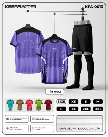 Bộ áo bóng đá KFA-0013 Tím nhạt