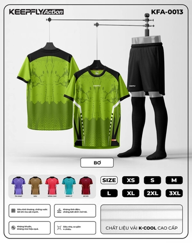 Bộ áo bóng đá KFA-0013 Xanh Bơ