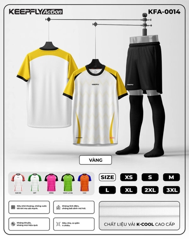 Bộ áo bóng đá KFA-0014 Vàng