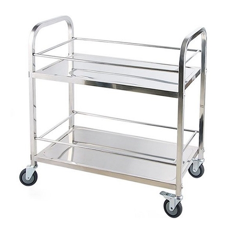Xe đẩy thức ăn inox 2 tầng nhà hàng, quán ăn AF08152