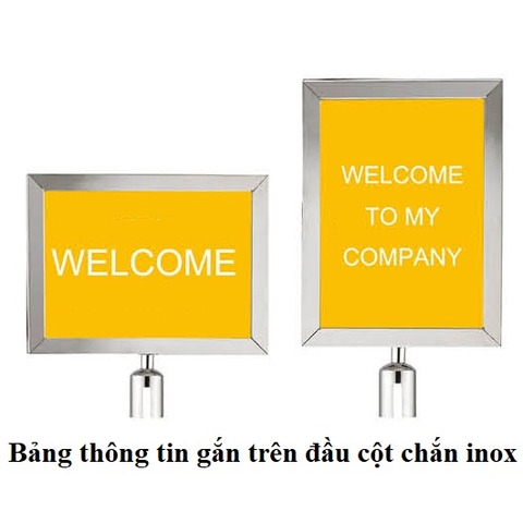 Bảng thông tin gắn trên đầu cột chắn inox