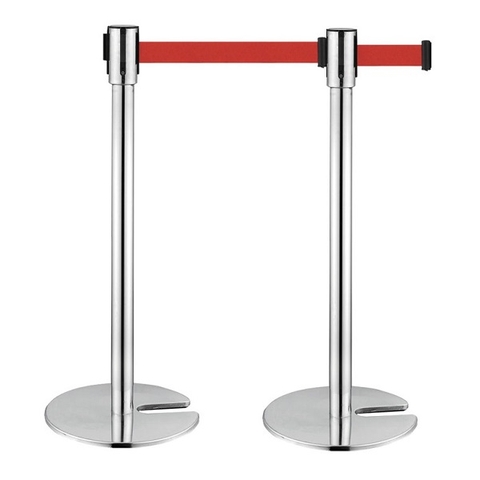 Cột chắn inox dây căng đế chữ U xếp gọn