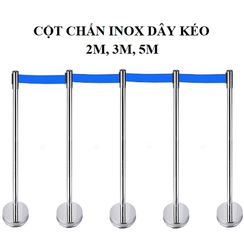 Cột chắn inox dây kéo 2m