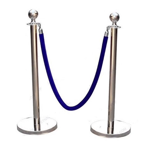 Cột chắn inox dây nhung màu xanh dương đậm