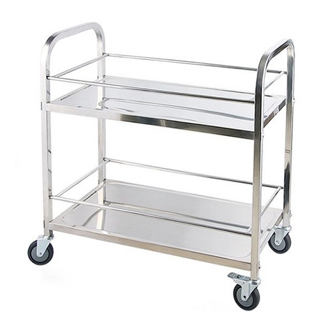 Xe đẩy thức ăn 2 tầng inox nhà hàng, quán ăn AF08151