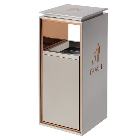 Thùng rác inox sảnh đẹp sang trọng A6, phủ Nano cao cấp, chống bám vân tay