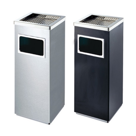 Thùng rác inox vuông có gạt tàn thuốc A34-B