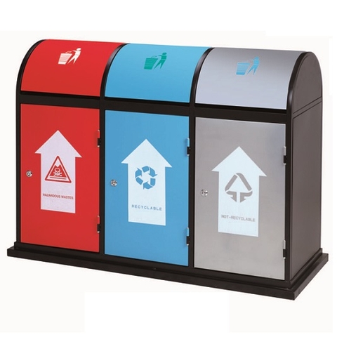 Thùng rác ngoài trời 3 ngăn đẹp A58-O