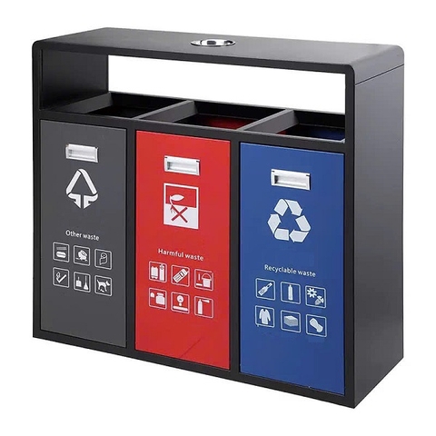 Thùng rác ngoài trời 3 ngăn phân loại rác thải A500