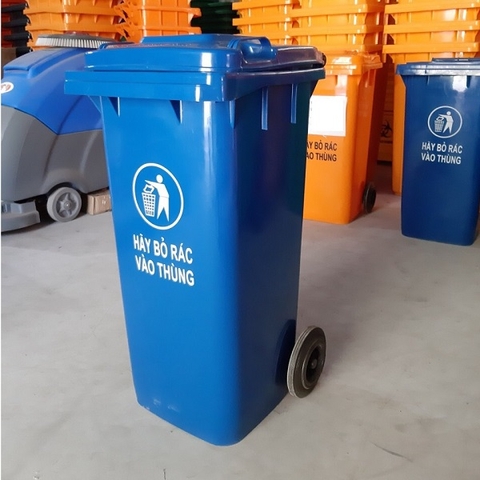 Thùng rác nhựa 120 lít có bánh xe màu xanh dương Blue