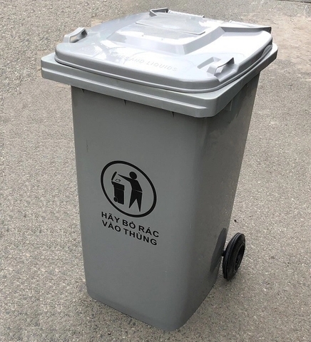 Thùng rác nhựa 120L màu Xám Gray