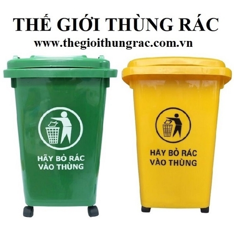 Thùng rác nhựa gia đình có bánh xe và nắp đậy 30 lít