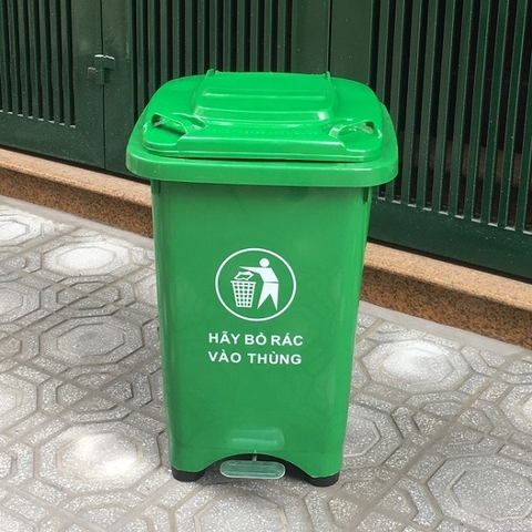 Thùng rác y tế 60 lít đạp chân màu xanh lá