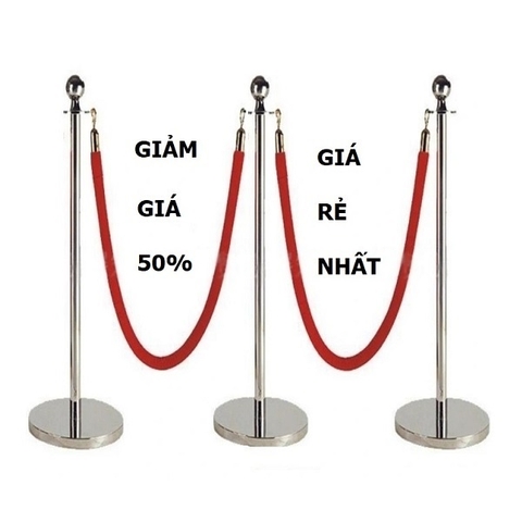 Trụ barrier inox dây nhung đỏ