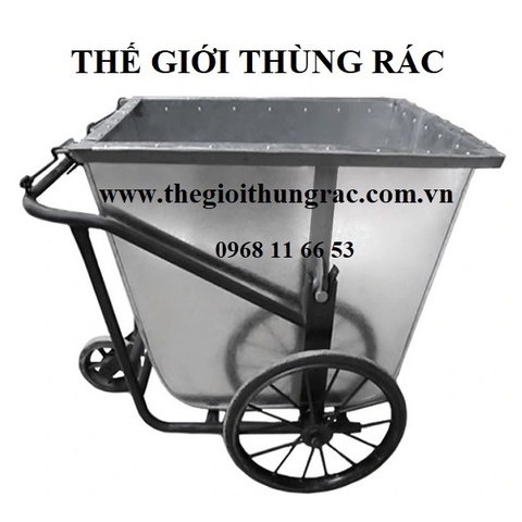 Xe gom rác 400l, thùng tôn dày 1 ly (1mm) - THẾ GIỚI THÙNG RÁC