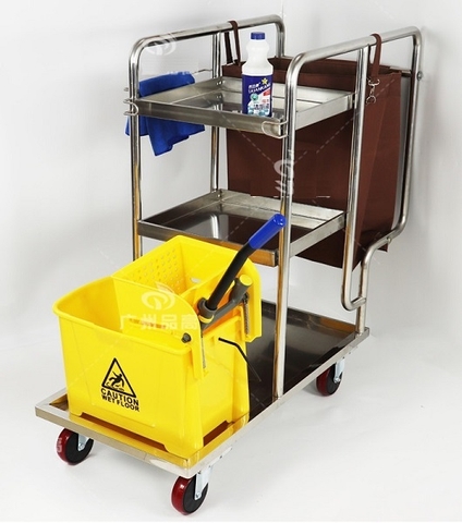 Xe làm vệ sinh đa năng chữ L inox 3 tầng WY-49