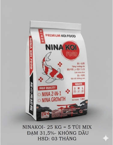 Bao 25 kg 5 túi đỏ nhỏ mix 2 trong 1 (Đạm 31.5%): 900.000 VNĐ.