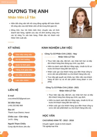 CVA002 - Mẫu CV Xin Việc