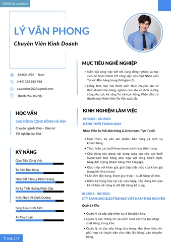 CVA006 - Mẫu CV Xin Việc