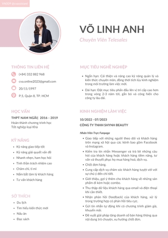CVA007 - Mẫu CV Xin Việc