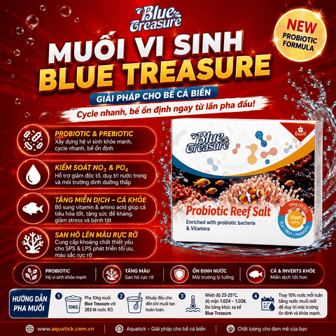 Muối Biển Blue Treasure Probiotic Reef Salt 10kg – Muối Vi Sinh Cao Cấp Cho Bể Cá Biển & Reef