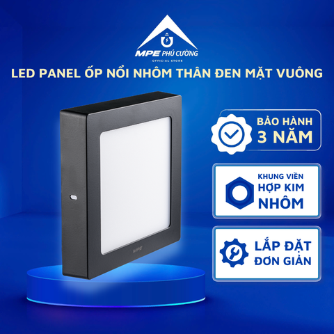 SSPLB-12/3C - Đèn led panel vuông nổi, thân đen, 12W 3 màu