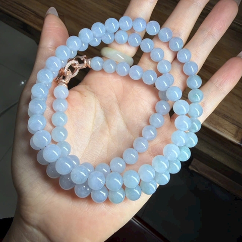 Chuỗi phỉ thuý tím lam nếp băng